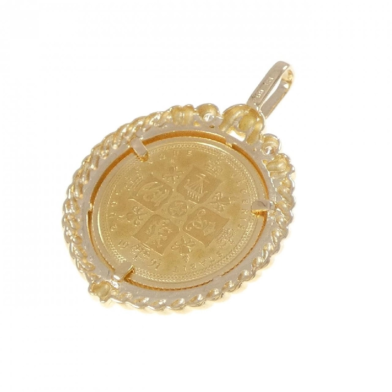 K18YG(枠) Dây chuyền đồng xu kim cương 0.04CT - Hàng hiệu Authentic 864416