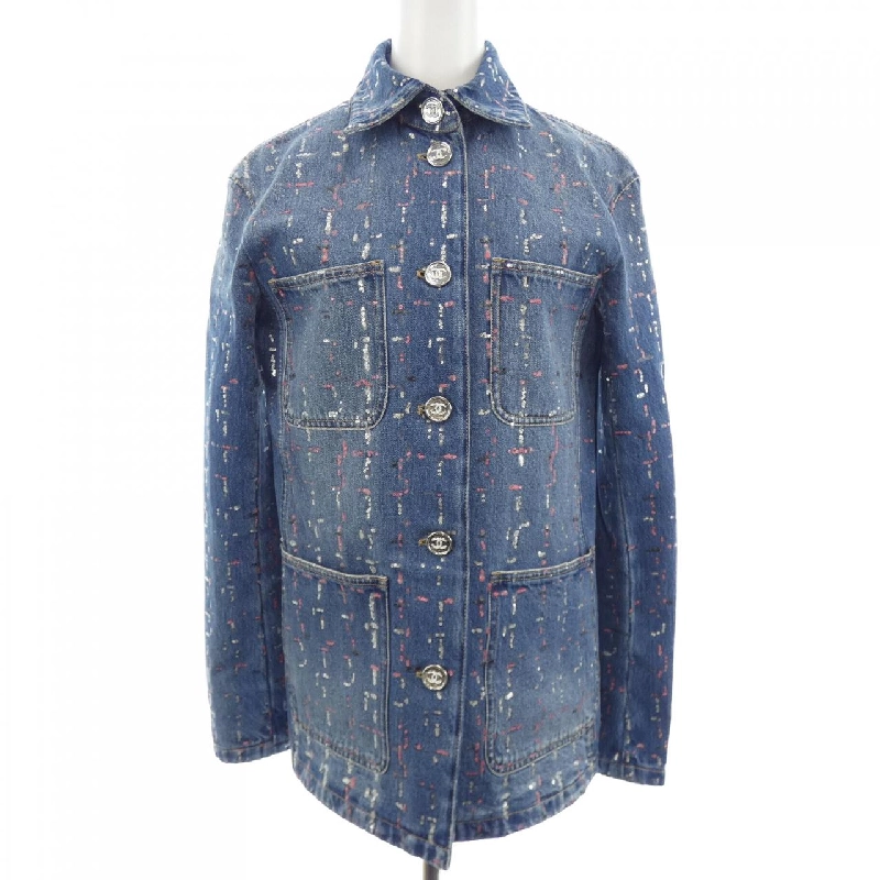 CHANEL METIERS D’ART LOOK 38 P75259V66855 23A Áo khoác denim - Hàng hiệu Authentic 809311