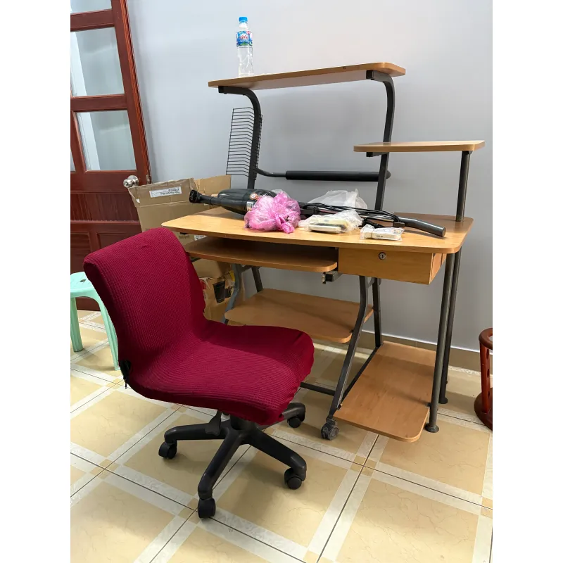 Bàn học học sinh + Ghế xoay văn phòng gỗ phối thép có kệ đa năng 757277