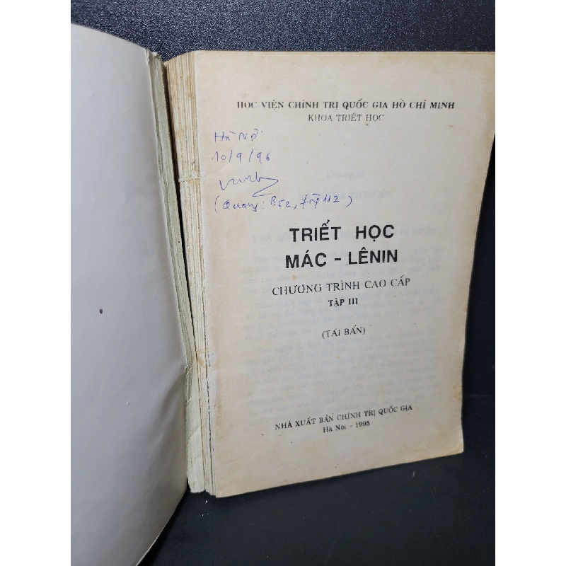 Triết học Mác - Lênin chương trình cao cấp tập 3 mới 80% bẩn bìa, ố vàng, có chữ viết, gạch chân 1995 HCM2205 GIÁO TRÌNH, CHUYÊN MÔN 919382