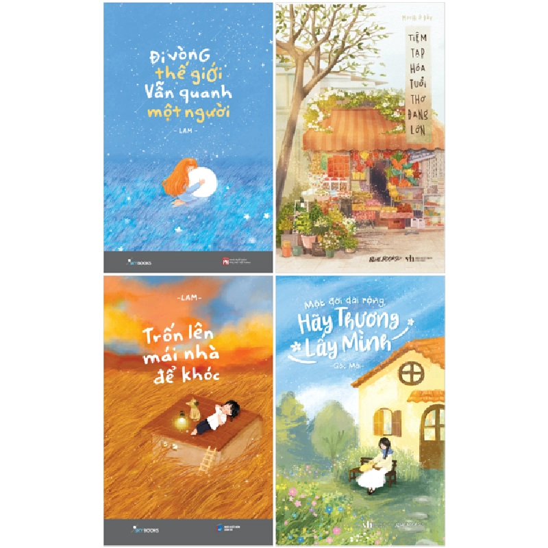 Combo Sách Đi Vòng Thế Giới Vẫn Quanh Một Người + Trốn Lên Mái Nhà Để Khóc + Tiệm Tạp Hóa Tuổi Thơ Đang Lớn + Một Đời Dài Rộng Hãy Thương Lấy Mình (Bộ 4 Cuốn) - Lam, Mochi Ở Đây, Gác Mái 700008