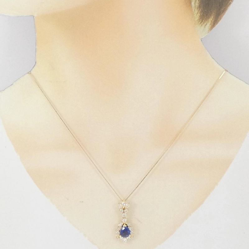 K18YG Sapphire Necklace 1.07CT - Hàng hiệu Authentic 858791