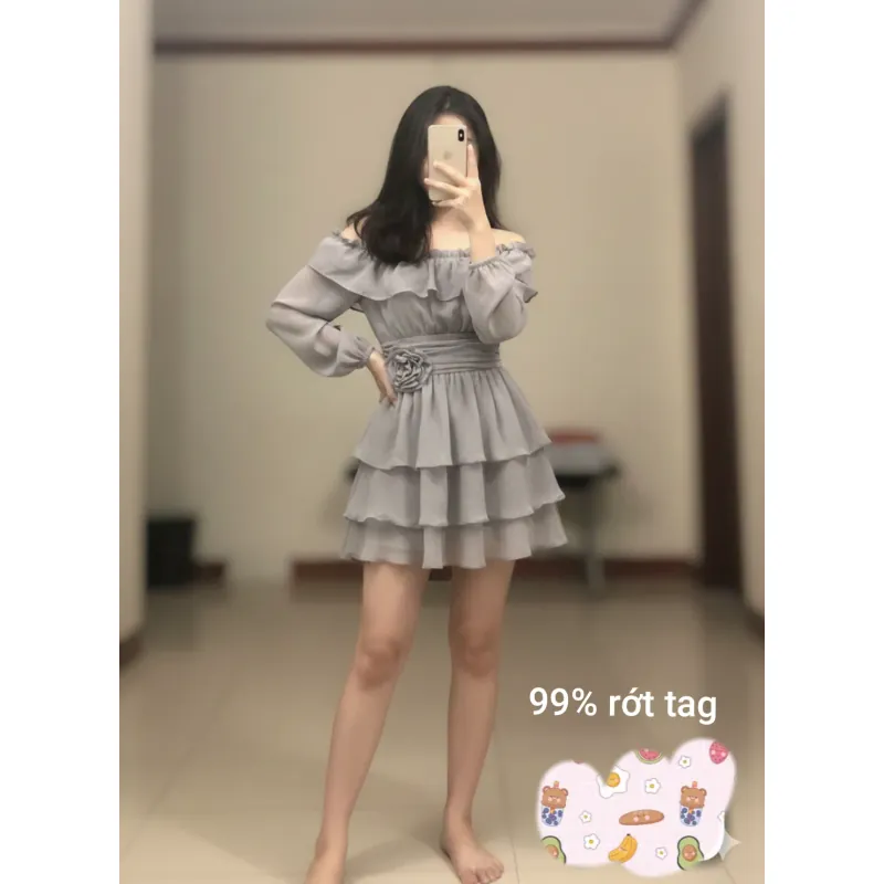 Đầm voan trễ vai xinh xắn size S M còn nguyên tag 1023485