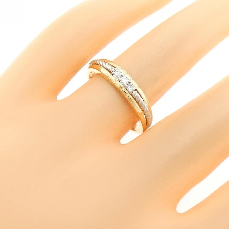 Nhẫn kim cương ba viên K18YG/K18WG 0.06CT - Hàng hiệu Authentic 848132