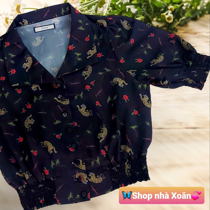 Áo kiểu bo gấu họa tiết xinh 11801