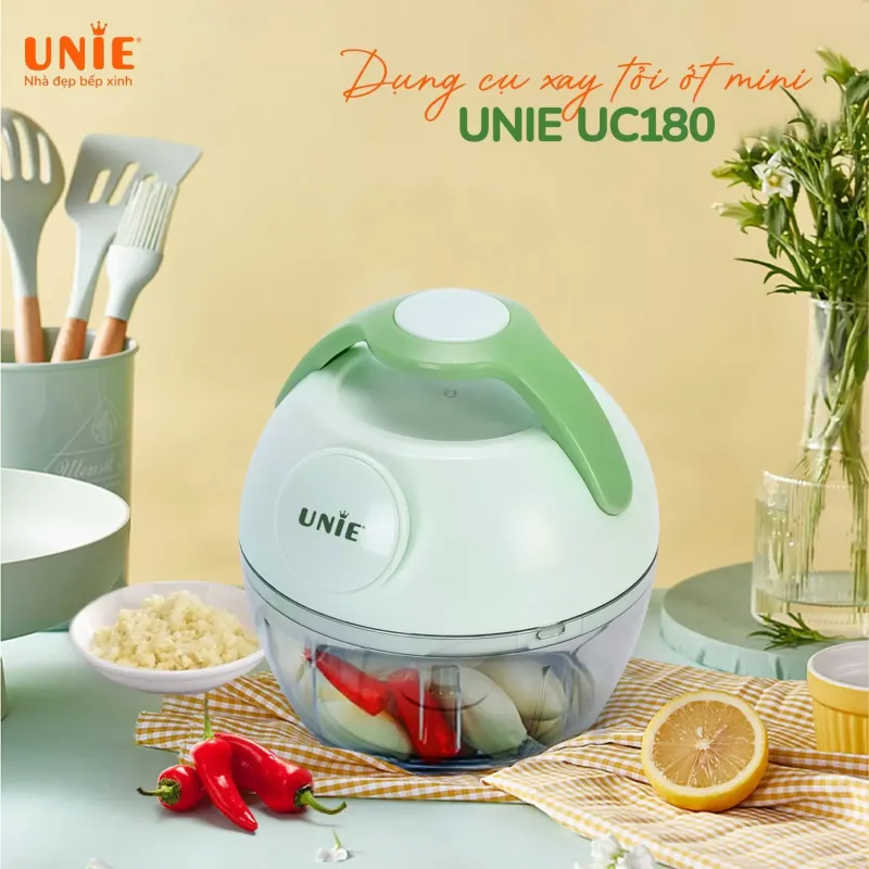 Máy xay hành tỏi ớt mini UNIE UC180 lưỡi dao sắc bén 791498