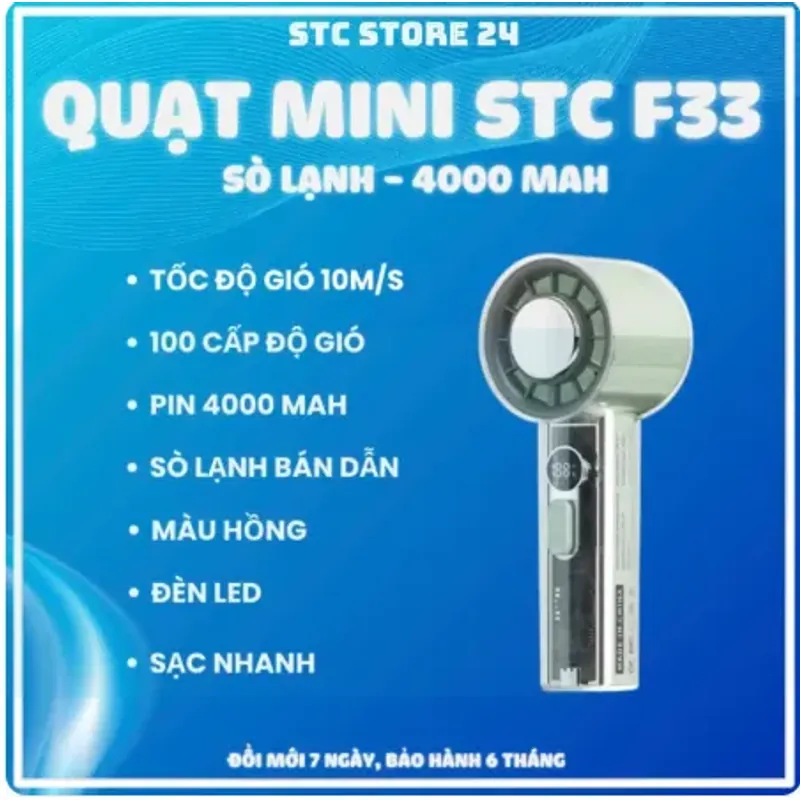 Quạt cầm tay có sò lạnh tích điện 100 cấp độ gió, pin trâu 4000mAh 991854