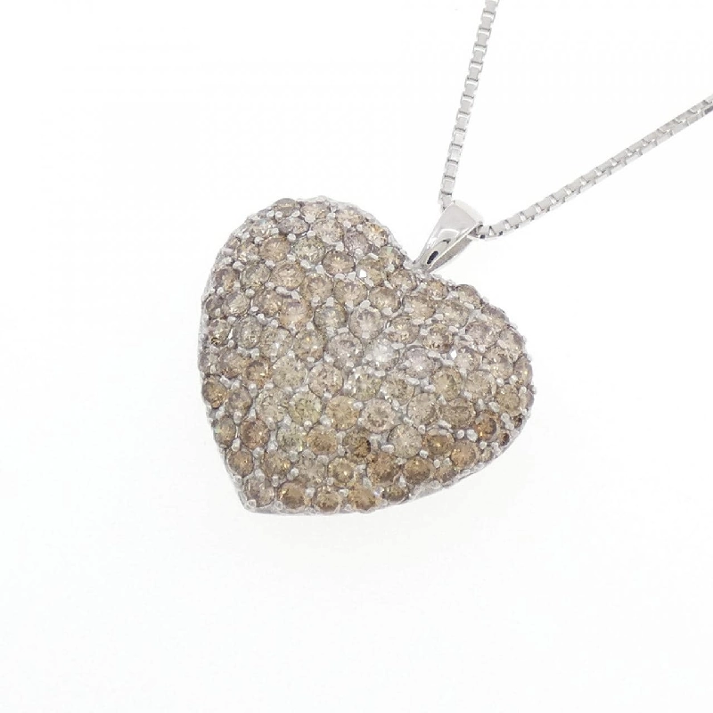 K18WG Pave Heart Diamond Necklace 3.25CT - Hàng hiệu Authentic 862688