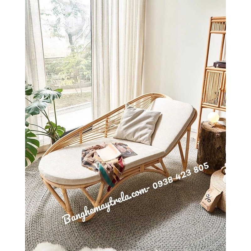 Ghế mây dài nằm thư giãn lưng cong 527877