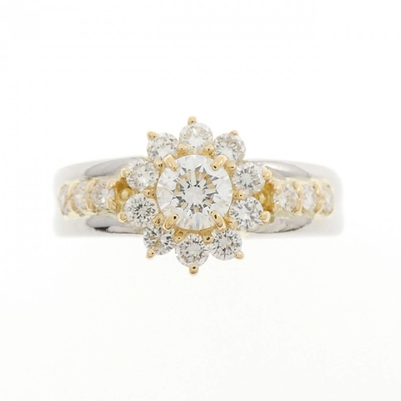 Nhẫn kim cương hoa PT900/K18YG 0.24CT 668006