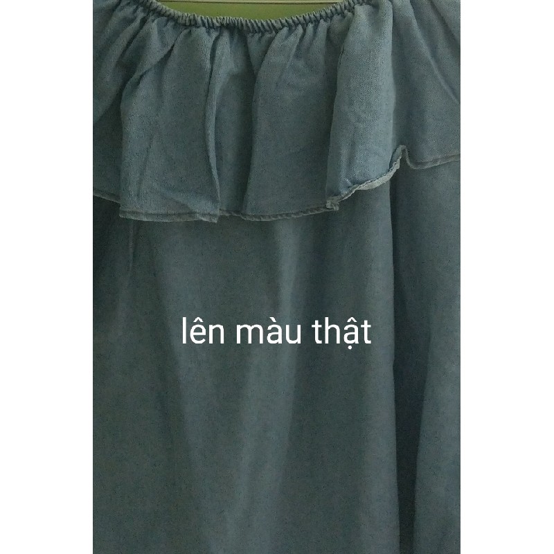 Áo trễ vai denim 8034