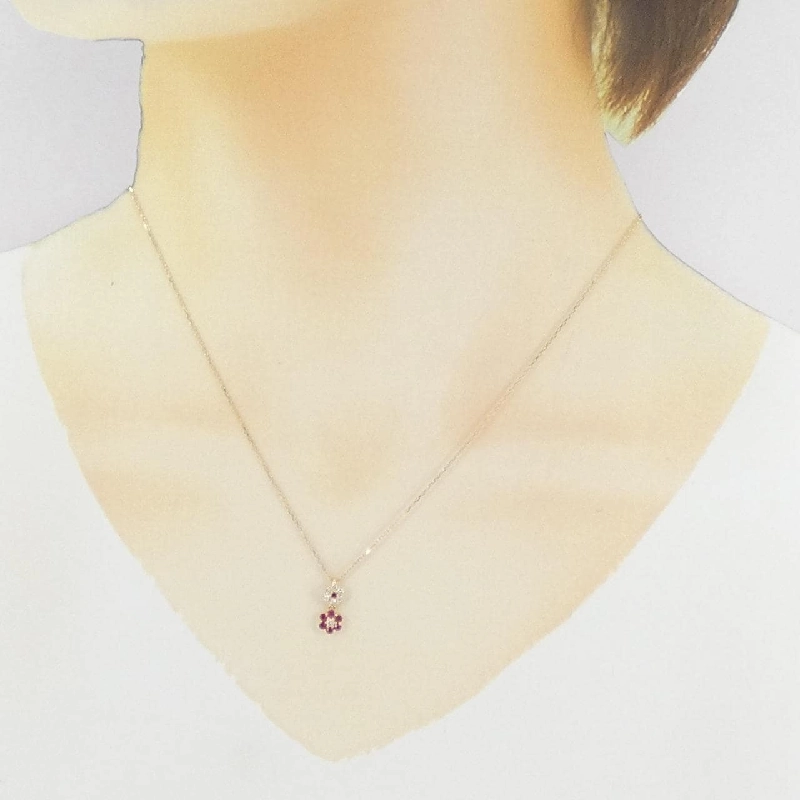 Ponte Vecchio Hoa Ruby Dây Chuyền 0.14CT - Hàng hiệu Chính hãng 840429