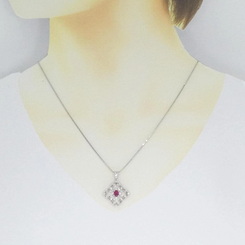 K18WG Dây chuyền Ruby 0.48CT - Hàng hiệu Chính hãng 861410