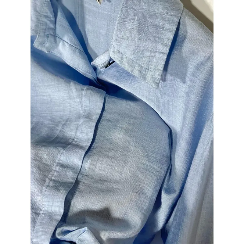 Áo Sơ mi Thô Basic Màu Xanh Fit < 55Kg 797818