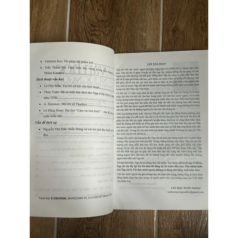 Tạp Chí Văn Học Nước Ngoài - Số 7/2011 (Thơ Ba Lan, Nobel 1996, Umberto Eco, v.v) 740032