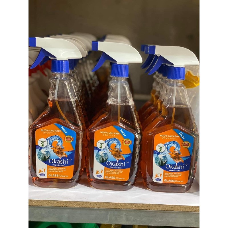 Nước lau kính siêu sạch an toàn Okashi 600ml Hương Quế 🥰 26375