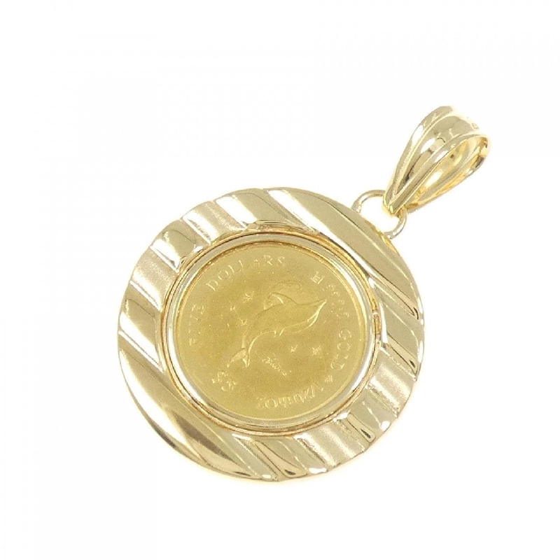 K18YG(枠) Đồng xu Mặt dây chuyền - Hàng hiệu Authentic 869441