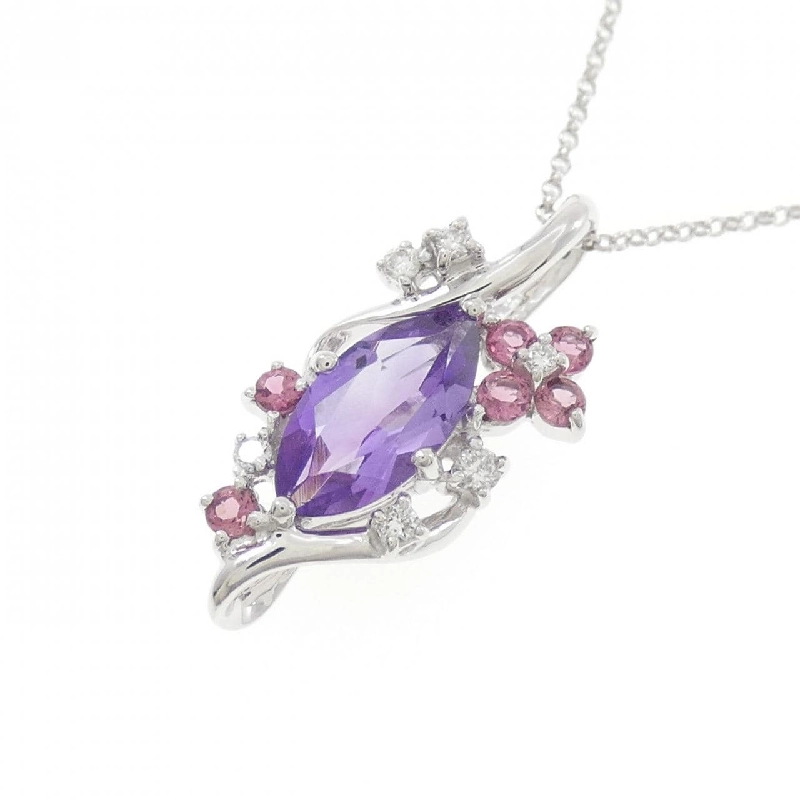 K18WG Hoa Amethyst Dây Chuyền 0.95CT - Hàng hiệu Chính hãng 860277