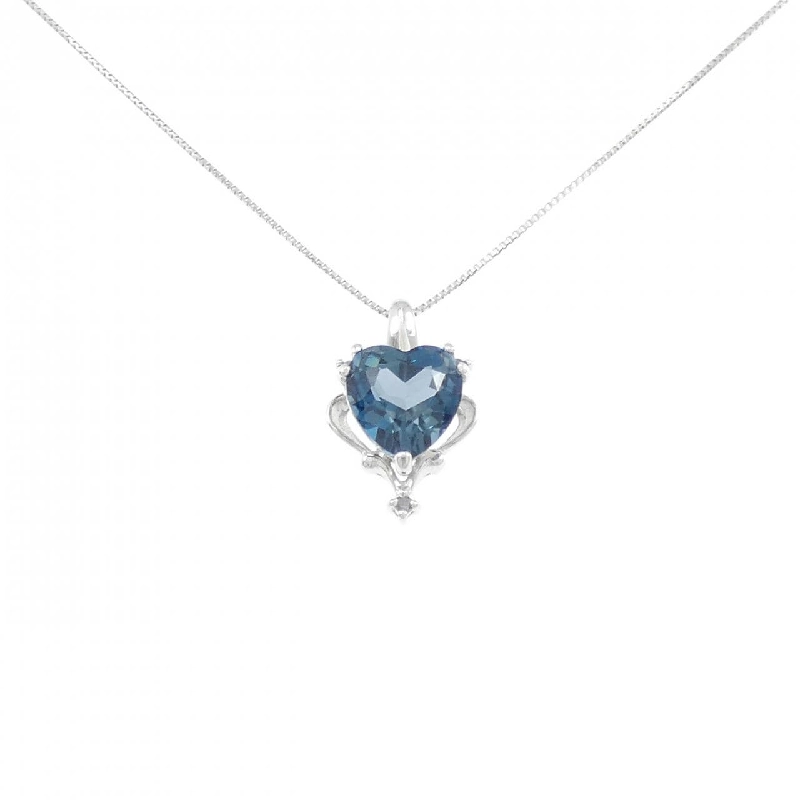 K18WG Dây chuyền hình trái tim đá Blue Topaz 2.50CT - Hàng hiệu Chính hãng 858923