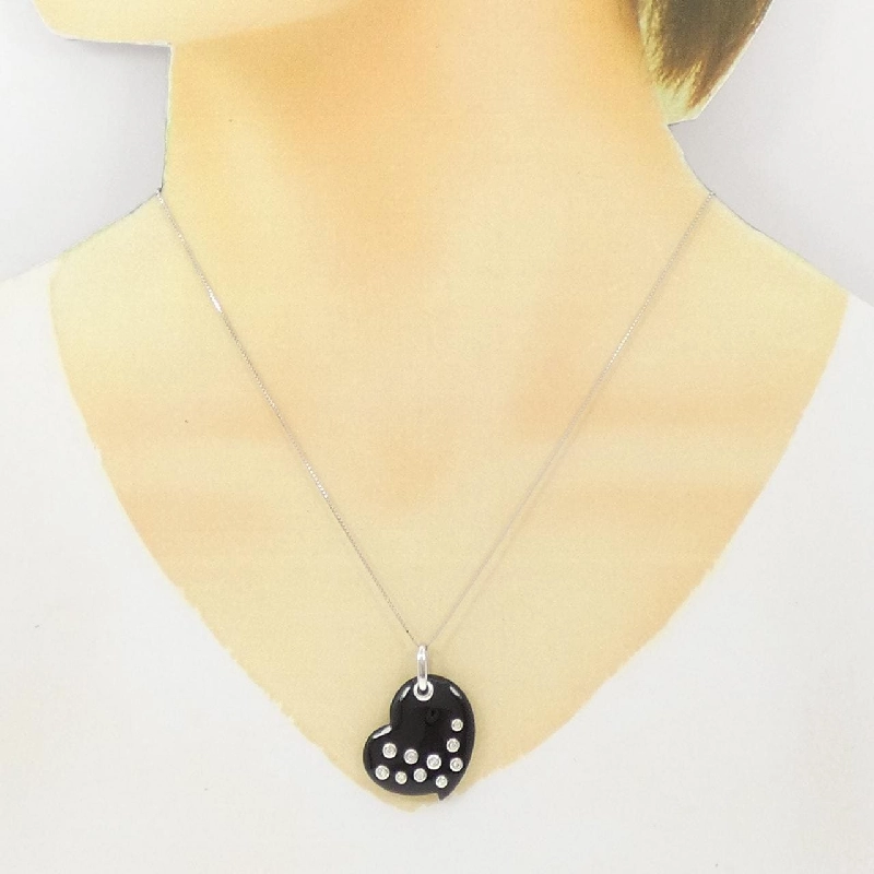 K18WG Dây chuyền hình trái tim Onyx - Hàng hiệu Chính hãng 860337