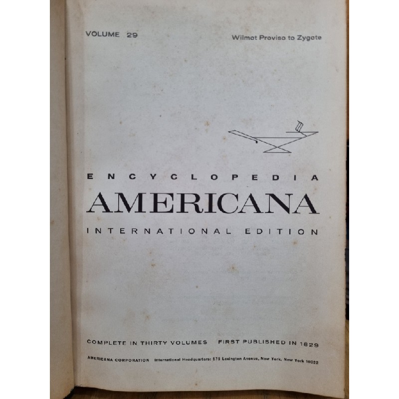 ENCYCLOPEDIA AMERICANA (VOLUME 29) - WILMOT PROVISO TO ZYGOTE 119939