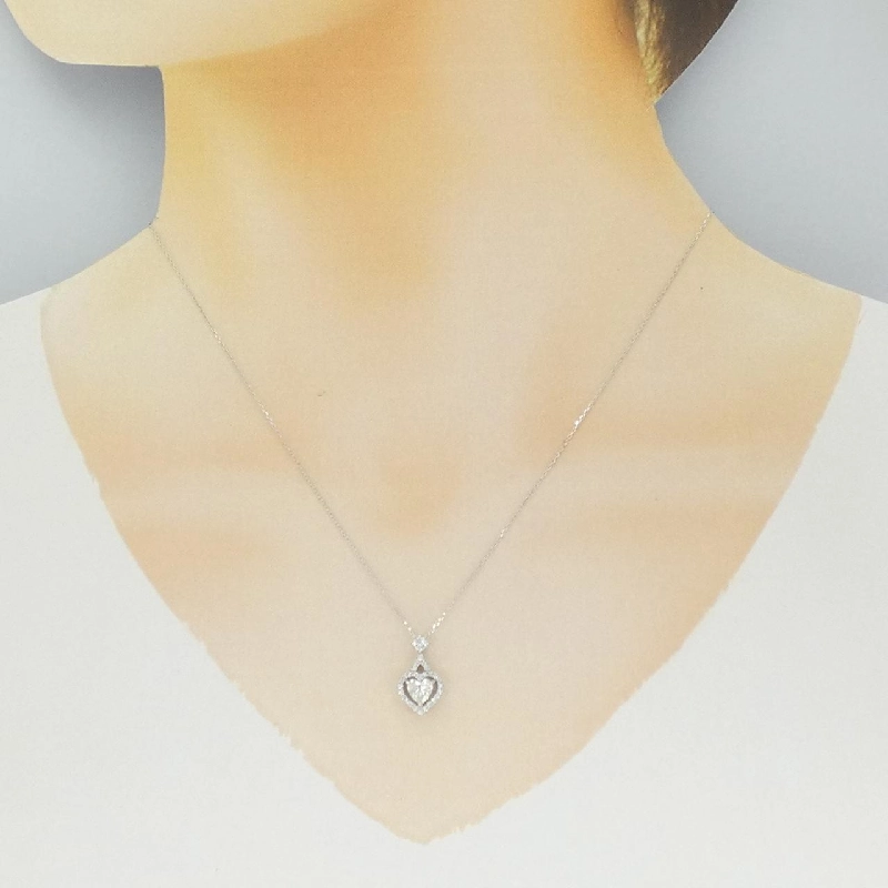 K18WG Dây chuyền hình trái tim kim cương 0.377CT - Hàng hiệu Chính hãng 860898