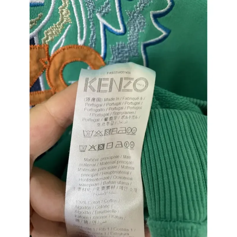 Áo sweatshirt Kenzo thêu đầu hổ màu xanh lá size M 757849