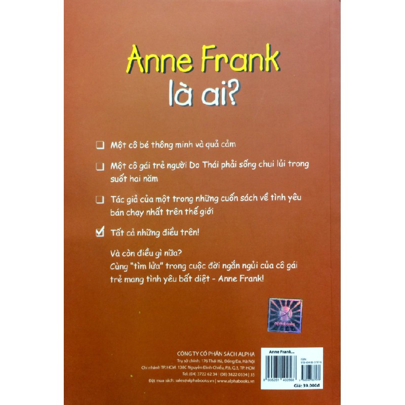 Bộ Sách Chân Dung Những Người Thay Đổi Thế Giới - Anne Frank Là Ai? - Ann Abramson , Nancy Harrison 145544