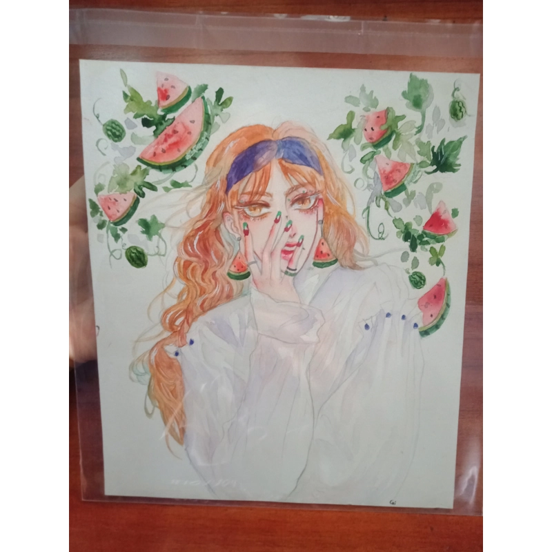 Tranh vẽ cô gái dưa hấu 524984