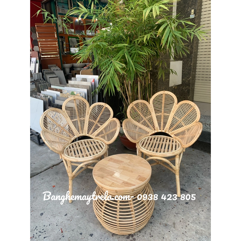 Bàn ghế mây tự nhiên uống cafe phòng ngủ 517187