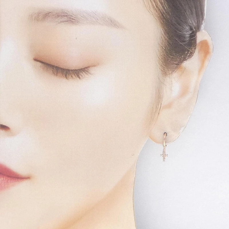 K18PG Bông tai kim cương hình chữ thập 0.10CT - Hàng hiệu Chính hãng 863593