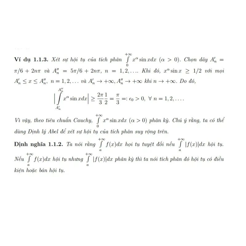 Lý thuyết tích phân suy rộng đầu đủ - Tài liệu học tập Giải Tích 1 ĐH Bách Khoa TP HCM 934155