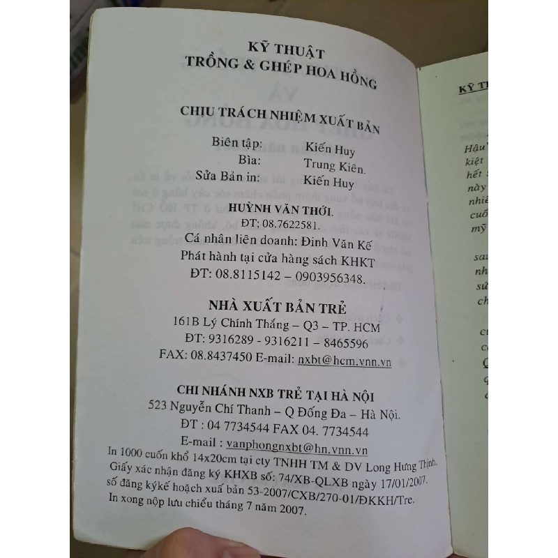 Kỹ thuật trồng và ghép hoa hồng - Hùynh Văn Thới KỸ NĂNG HCM1008 920776