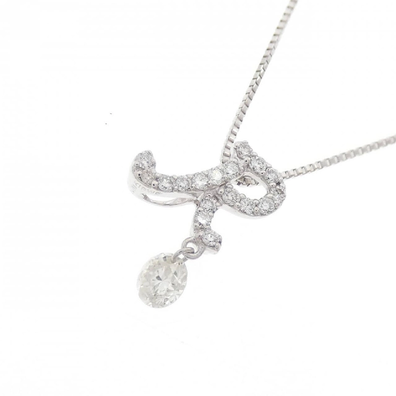 K18WG Chữ cái R Dây chuyền kim cương 0.20CT - Hàng hiệu Chính hãng 859848
