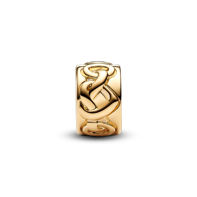 Charm Bấm Mạ Vàng 14k Pandora Moments Nút Thắt Trái Tim 382252