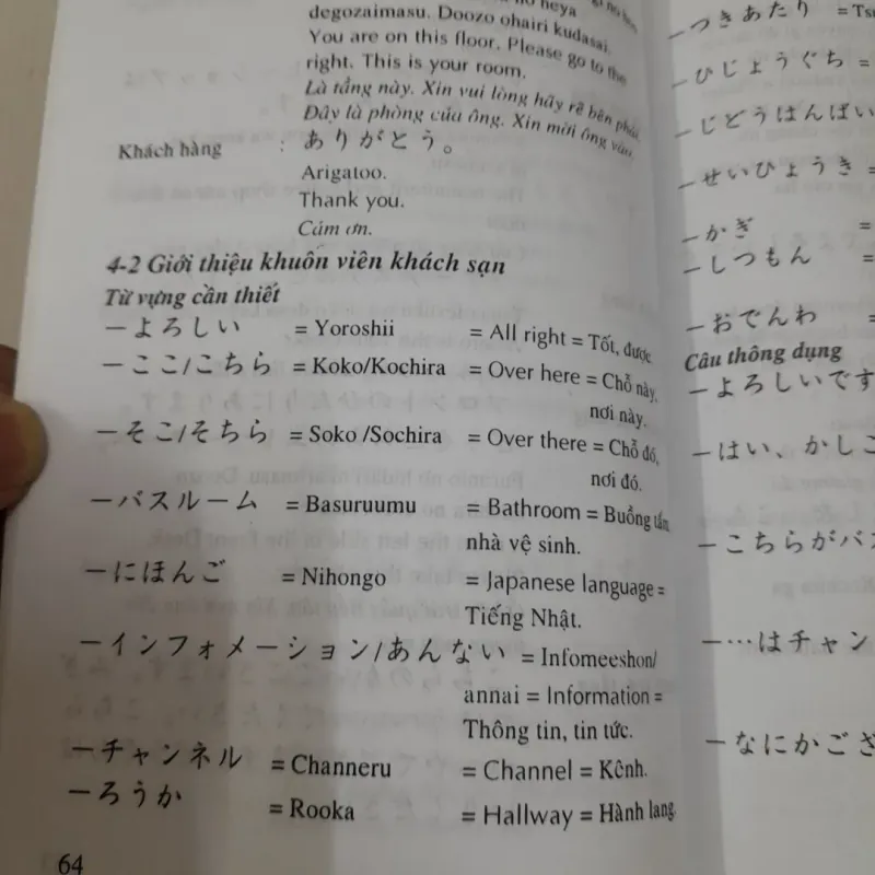 Tiếng Nhật dành cho Nhân Viên Khách Sạn. Biên soạn Trần Việt Thanh 785284