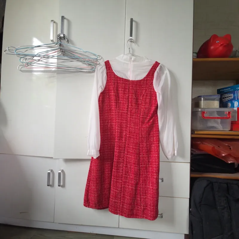 Váy dạ khóa kéo cổ nơ điệu 1006207