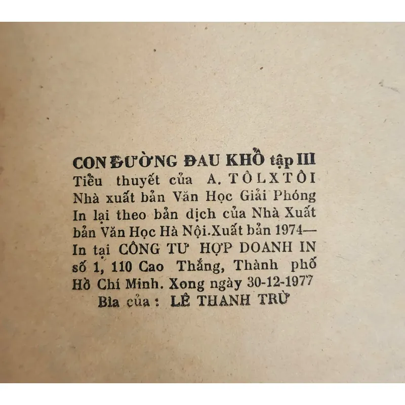 Trọn bộ 3q VH kinh điển CON ĐƯỜNG ĐAU KHỔ của Aleksey N. Tolstoy (in 1977, 1717 trang) 757942