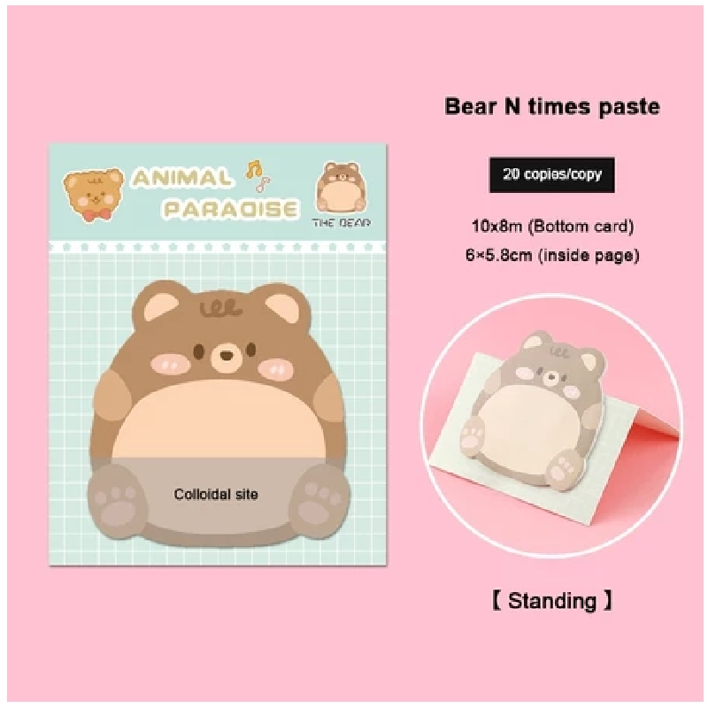Giấy note hình thú dễ thương HAKI, giấy ghi chú 20 tờ nhiều mẫu đáng yêu Gấu - Mẫu 03 Blogmeo 27525 512887