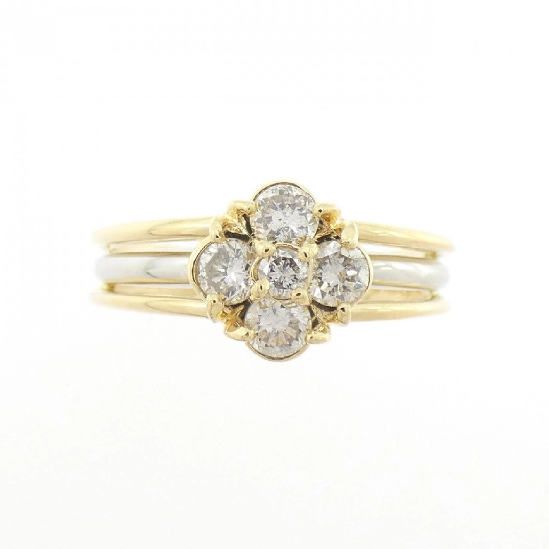 Nhẫn kim cương hoa K18YG/PT900 0.50CT 666812