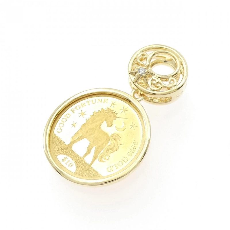 K18YG(枠) Dây chuyền đồng xu kim cương 0.01CT - Hàng hiệu Authentic 863705