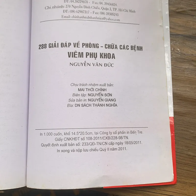 288 GIẢI ĐÁP VỀ PHÒNG, CHỮA CÁC BỆNH VIÊM PHỤ KHOA, Người biên soạn: NGUYỄN VĂN ĐỨC 713979