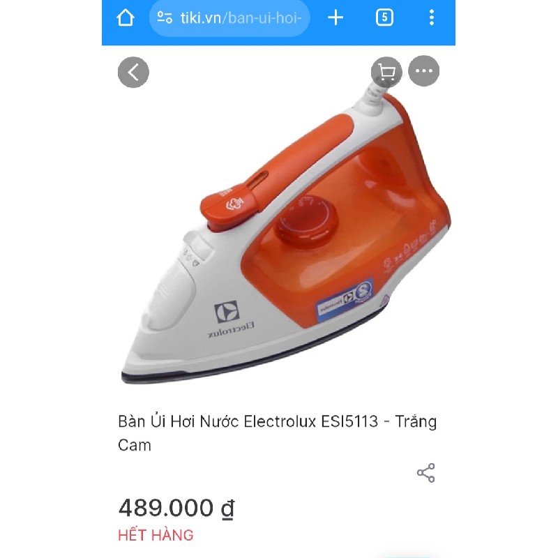 Bàn ủi hơi nước Electrolux Esi5113 59529