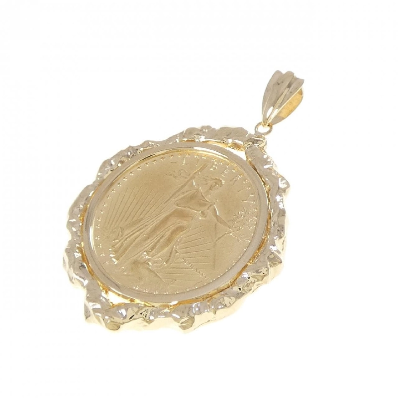 K18YG(枠) Mặt dây chuyền đồng xu - Hàng hiệu Authentic 865922