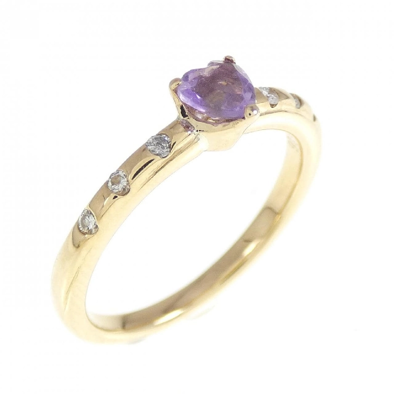 Nhẫn Amethyst K18YG hình trái tim 670018