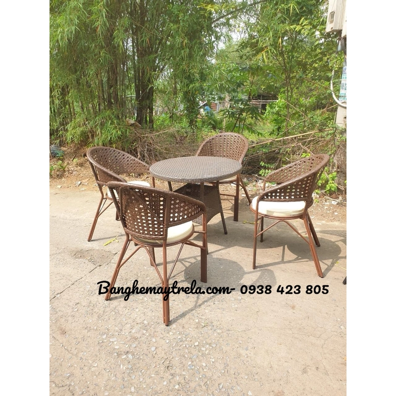 Bộ bàn ghế cafe mây nhựa giá rẻ 530930