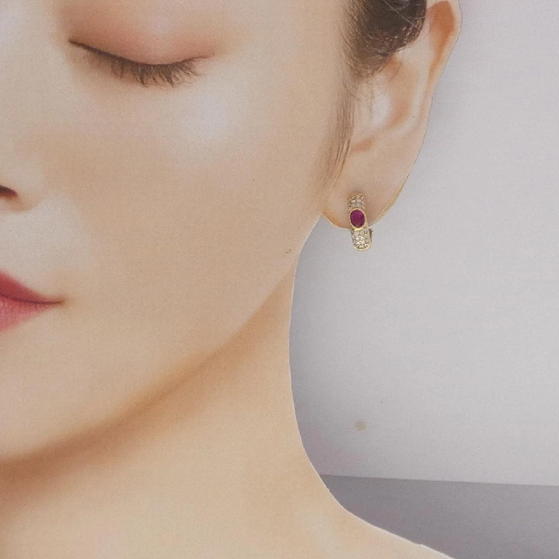 K18YG Bông tai Ruby 0.80CT - Hàng hiệu Chính hãng 870490