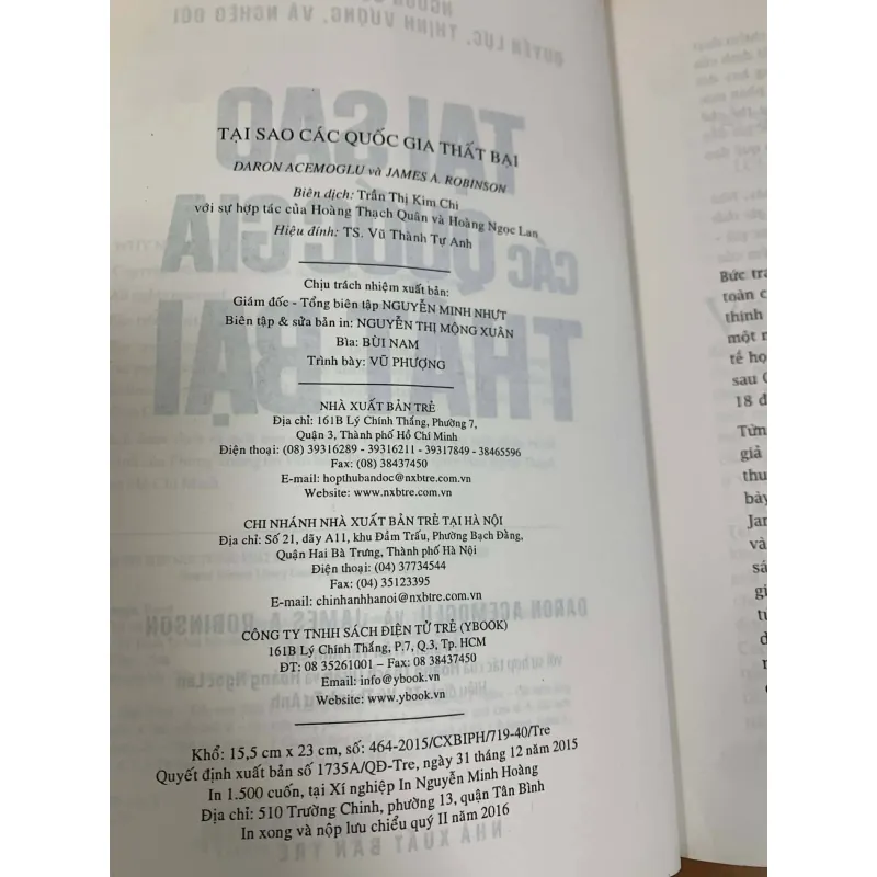 Tại Sao Các Quốc Gia Thất Bại - Bản in 2016, giấy trắng không ố 734990