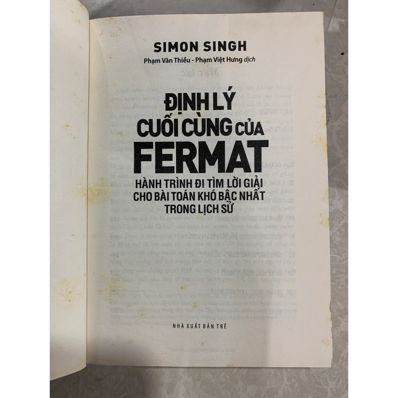 ĐỊNH LÝ CUỐI CÙNG CỦA FERMAT - SIMON SINGH 548106