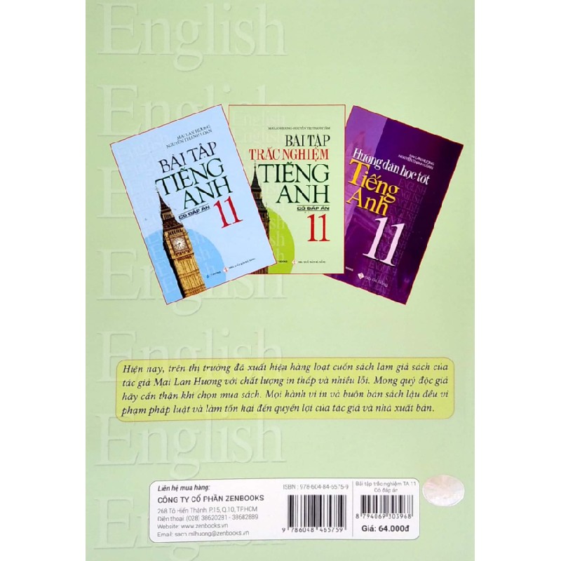 Bài Tập Trắc Nghiệm Tiếng Anh 11 (Có Đáp Án) - Mai Lan Hương, Nguyễn Thị Thanh Tâm 147280